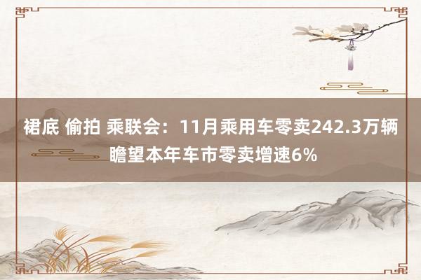 裙底 偷拍 乘联会：11月乘用车零卖242.3万辆 瞻望本年车市零卖增速6%