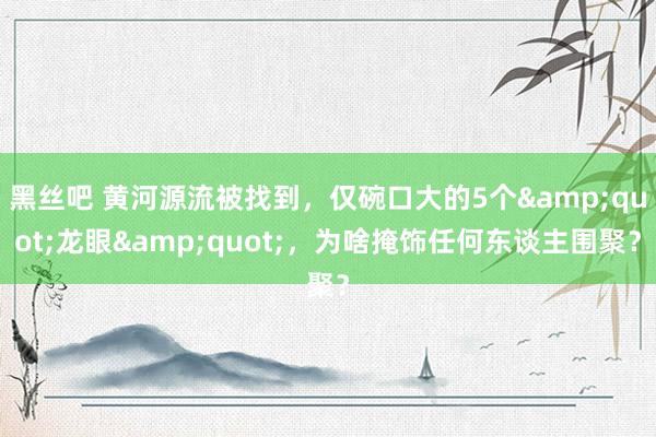 黑丝吧 黄河源流被找到，仅碗口大的5个&quot;龙眼&quot;，为啥掩饰任何东谈主围聚？