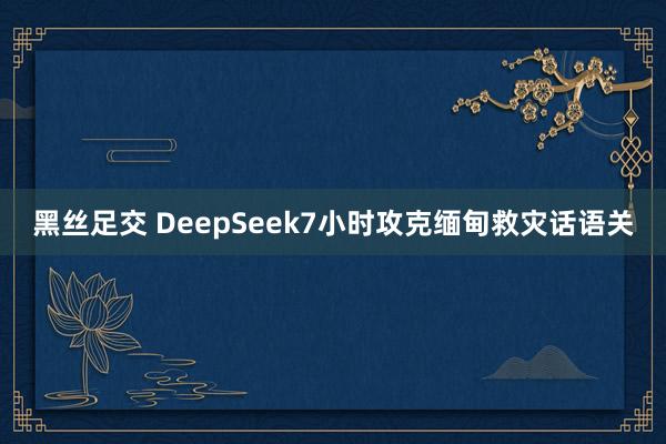 黑丝足交 DeepSeek7小时攻克缅甸救灾话语关